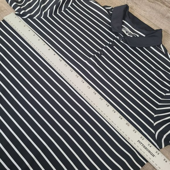 Nike Golf Standard Fit Mens Sz XL Dri-Fit Golf Polo Shirt Black White Stripes - Picture 7 of 8